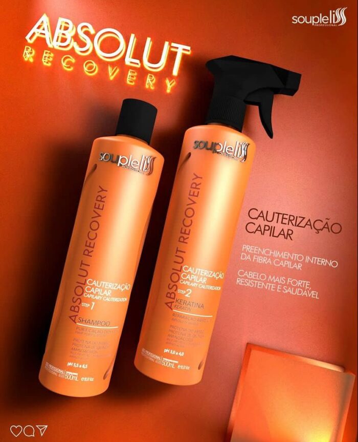 Kit Shampoo + Keratina Absolut Recovery 500ml Soupleliss Profissional - Cauterização - Image 2