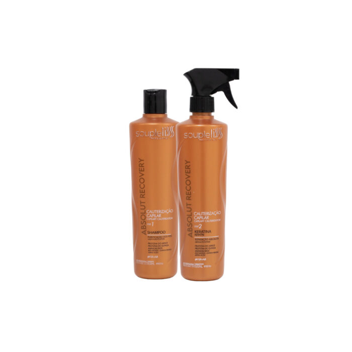 Kit Shampoo + Keratina Absolut Recovery 500ml Soupleliss Profissional - Cauterização