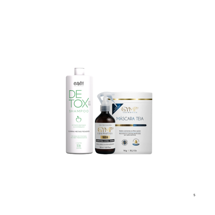 Combo Reconstrutor Capilar Shampoo Detox + Máscara Teia e S.O.S Gymp